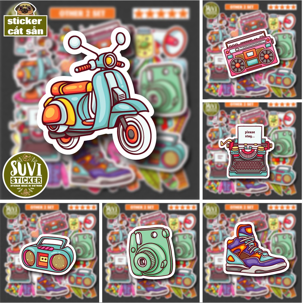 50 Sticker Nhiều Thể Loại 2 chống nước sticker dán laptop, điện thoại, đàn guitar, mũ bảo hiểm, vali. MSP: K01