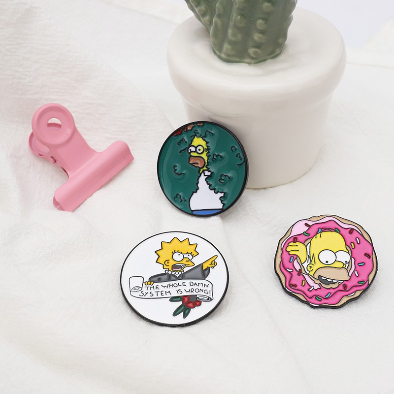Ghim cài áo QIHE JEWELRY hình hoạt hình The Simpsons vui nhộn thịnh hành