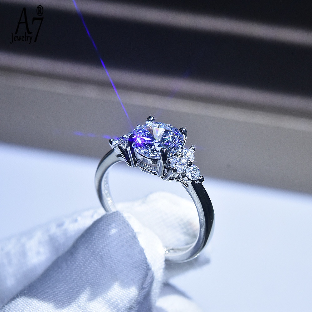 Nhẫn Đính Đá Zircon A7 Pt950 Tám Trái Tim Và Tám Mũi Tên 2 Karat