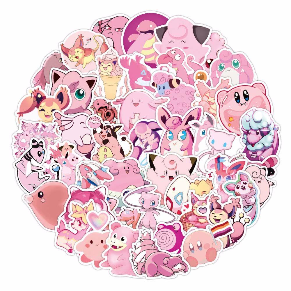 Miếng Dán Anime Pokemon Màu Hồng Cho Laptop Hành Lý