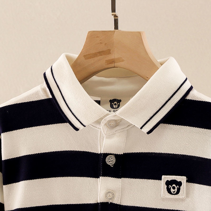 Áo polo bé cho trai, gái. vải Cotton CVC, chuẩn form, sang chảnh. Kẻ sọc Tím Than. NEWBETTY BLATH