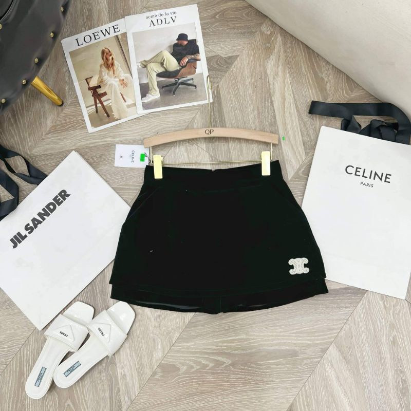 Quần váy nhung thêu chữ X hàng QC