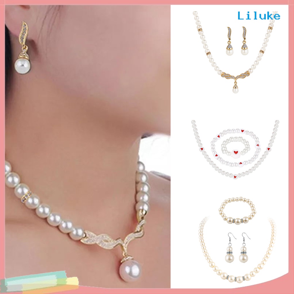 Bộ Vòng cổ + Nhẫn + Đôi Khuyên Tai Mặt Kim Cương Giả Sang Trọng Cho Nữ