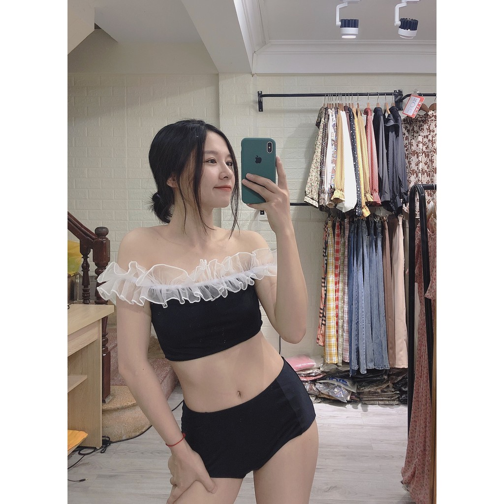 Bikini hai mảnh quây đen bèo trắng đẹp ( Bầu bí mặc được ) | BigBuy360 - bigbuy360.vn