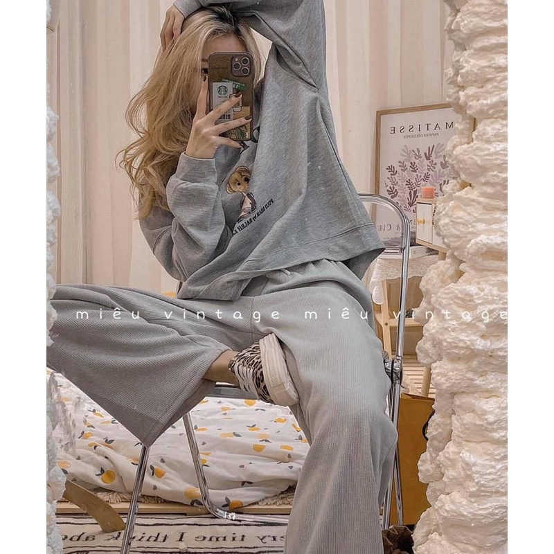 Áo Sweater Nữ In Hình Gấu Dearmy Chất Nỉ Dày Dặn Form Thụng Dễ Phối Đồ -Chuu House - CH0065