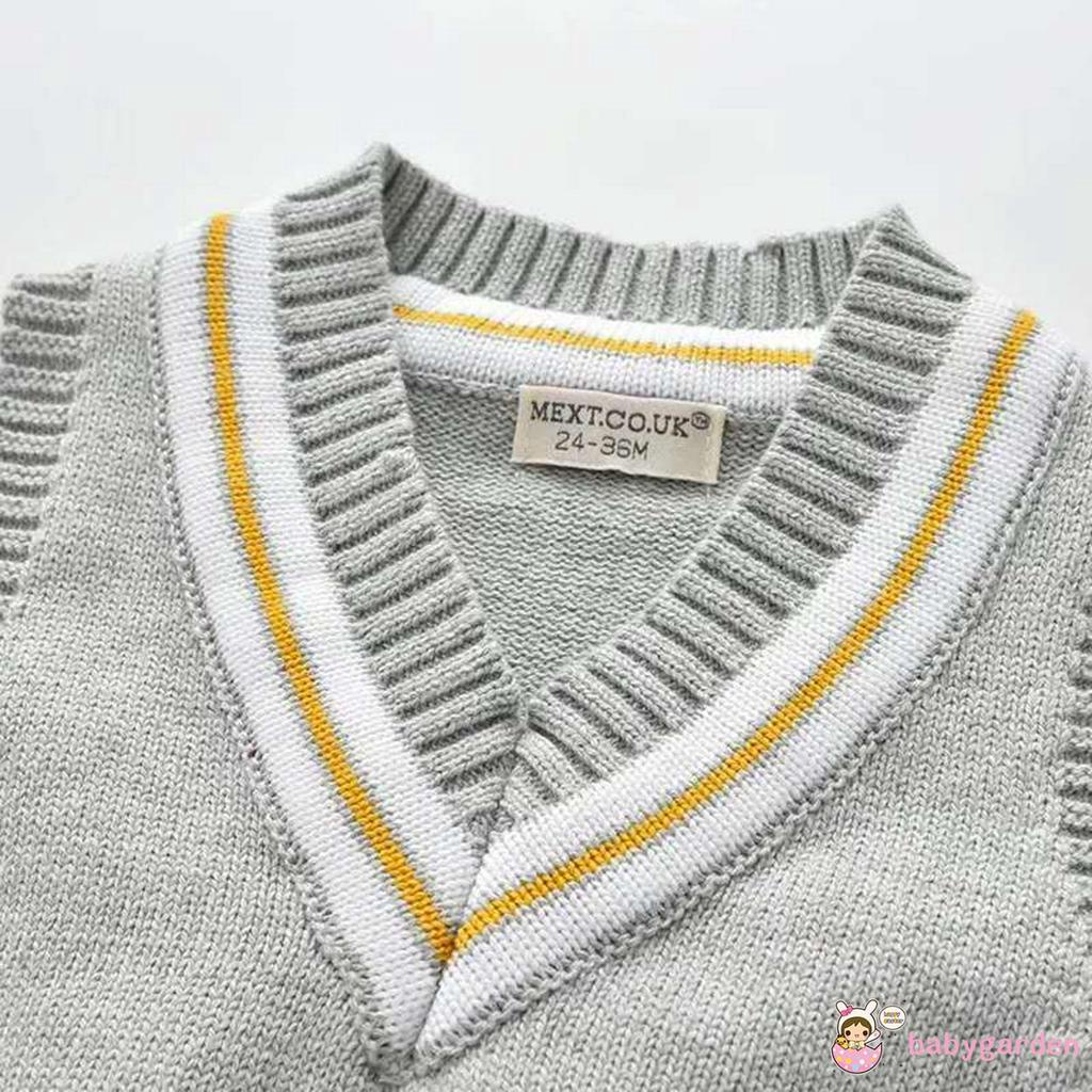 Áo Ghi Lê Cổ Chữ V Không Tay Chất Vải Len Ấm Áp Cho Bé