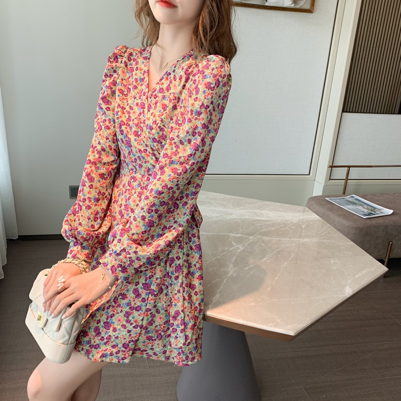 Đầm Chữ A In Hoa Kiểu Cổ Điển Pháp Thời Trang Xuân Hè  Cho Nữ