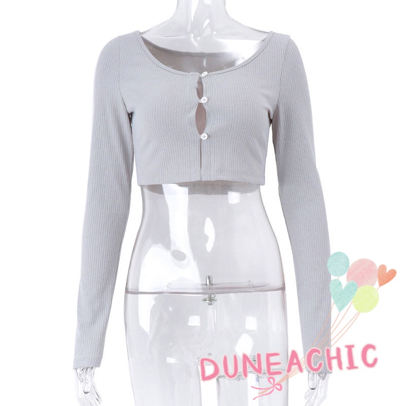 DUNEA Áo Khoác Cardigan Dài Tay Màu Trơn Thời Trang Dành Cho Nữ
