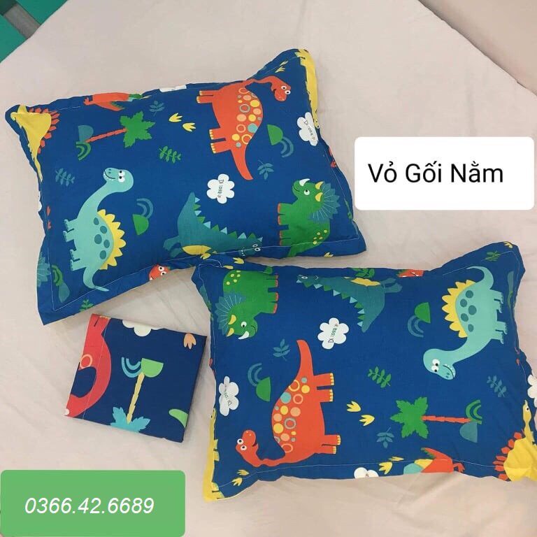 (Sale mùa dịch) Áo gối nằm, vỏ gối đầu poly cotton mẫu KHỦNG LONG XANH bao bọc gối nằm nhiều mẫu mới