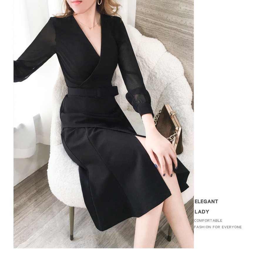 Đầm Đuôi Cá Tay Dài Nhấn Eo Thời Trang Thanh Lịch | BigBuy360 - bigbuy360.vn