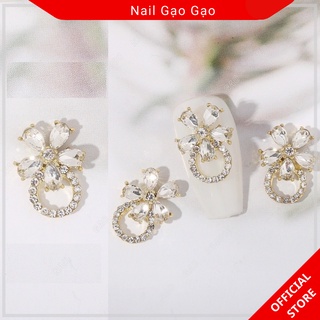 Charm tròn bông hoa đá cao cấp,charm nail gắn móng cực xinh