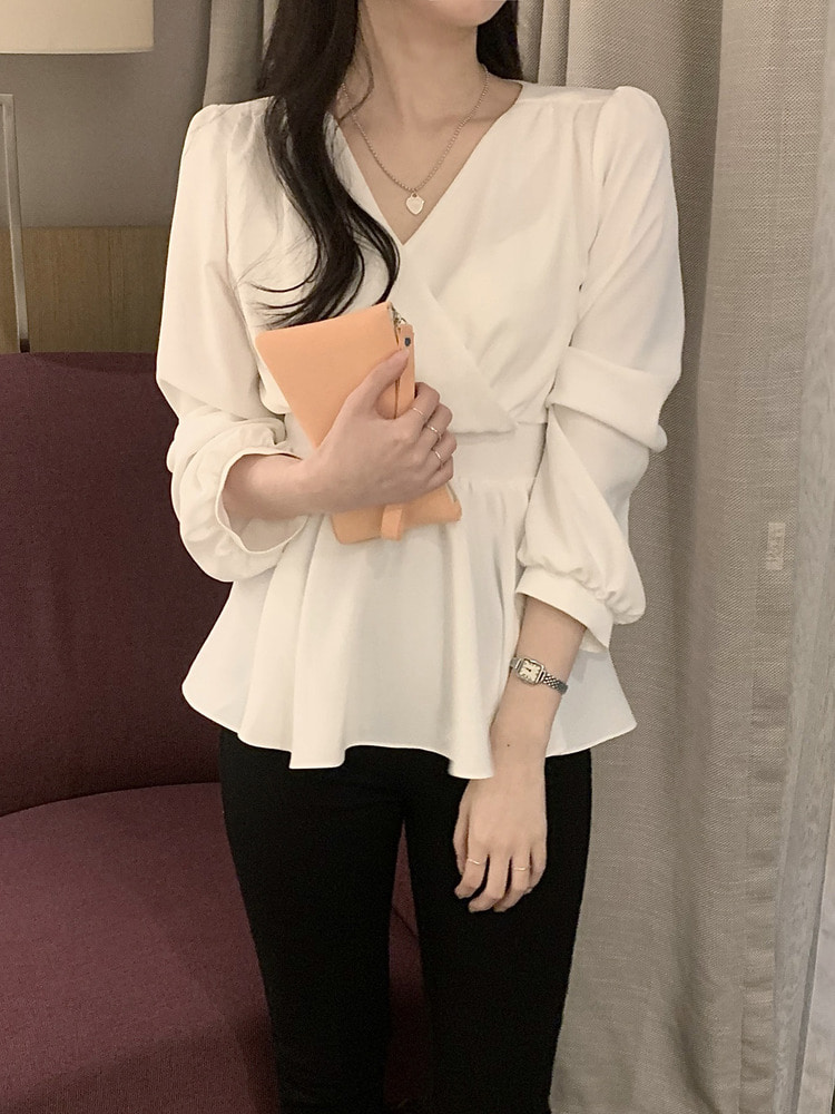 Áo chiffon SUXI tay dài cổ chữ V thanh lịch cho nữ