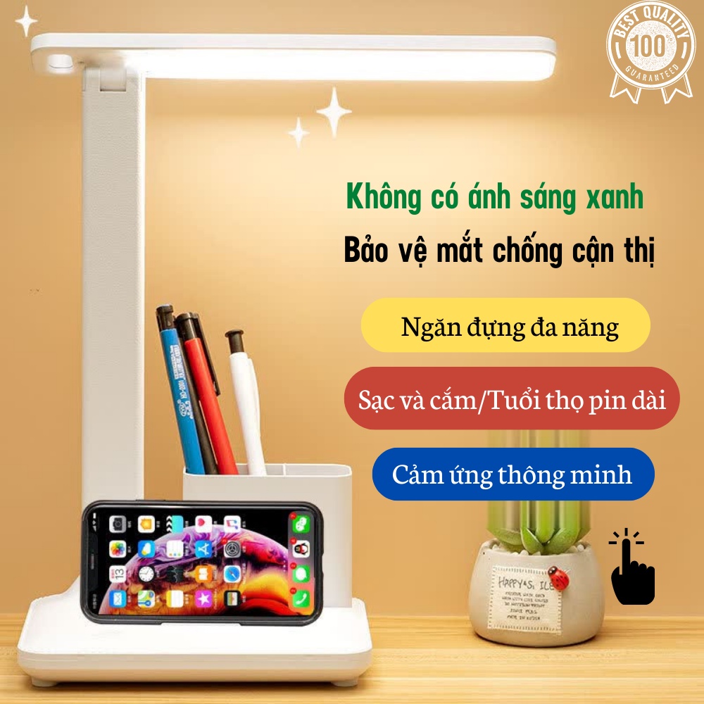 Đèn Hoc, Đèn Học Để Bàn Kèm Ống Bút Chống Cận Hiệu Qủa 3 Chế Độ Sáng ATILA SHOP