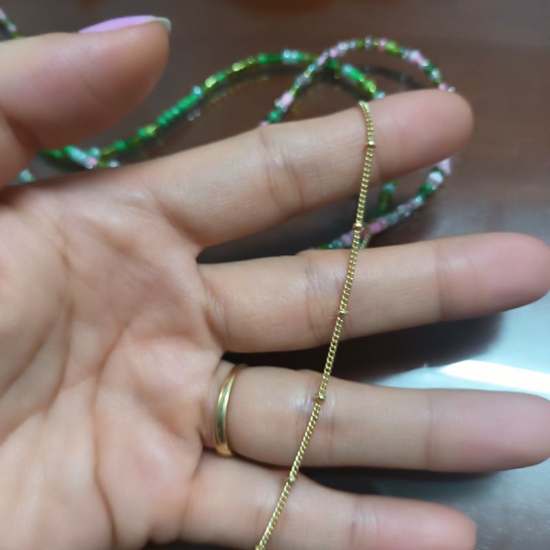 Dây đeo khẩu trang kính mắt xích bi vàng cao cấp cho bé không đen không gỉ