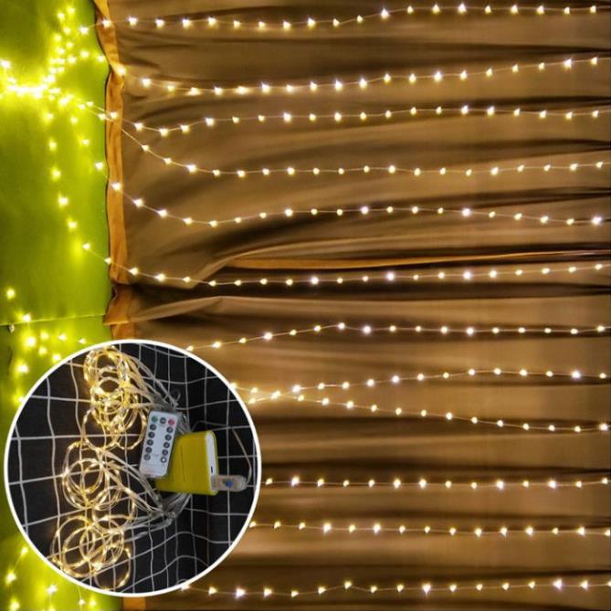 Đèn rèm led nháy hạt ngọc 3x2m, dây đèn trang trí ngoài trời, trong nhà
