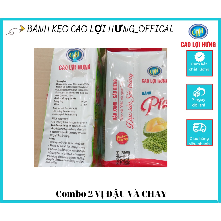 COMBO 2 VỊ _8 CÁI _ Bánh Pía Cao Lợi Hưng nhân đậu xanh , lá dứa, sầu riêng, trứng muối xây, Đặc sản Vũng Thơm, Sóc Trăg