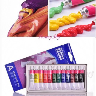 Set vẽ 12 màu cọ bản, cọ nét và cọ omber
