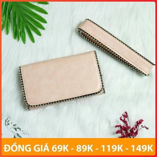 [SALE OFF] Ví cầm tay Zara viền hạt màu hồng kèm quai đeo [BA16] giá siêu tốt