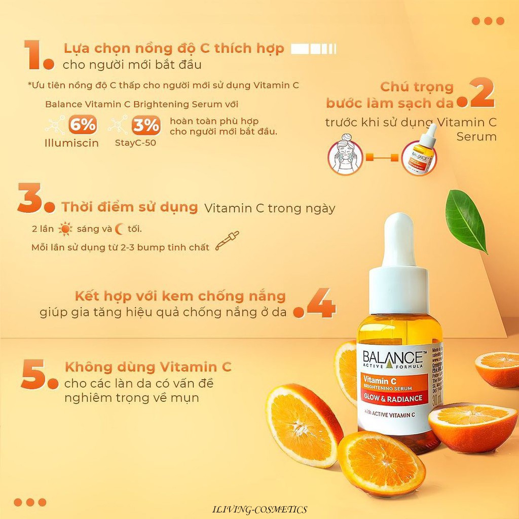 Serum trắng da, mờ thâm Balance Active Formula Vitamin C Brightening 30ml ILIVING-BALSRVTMC30