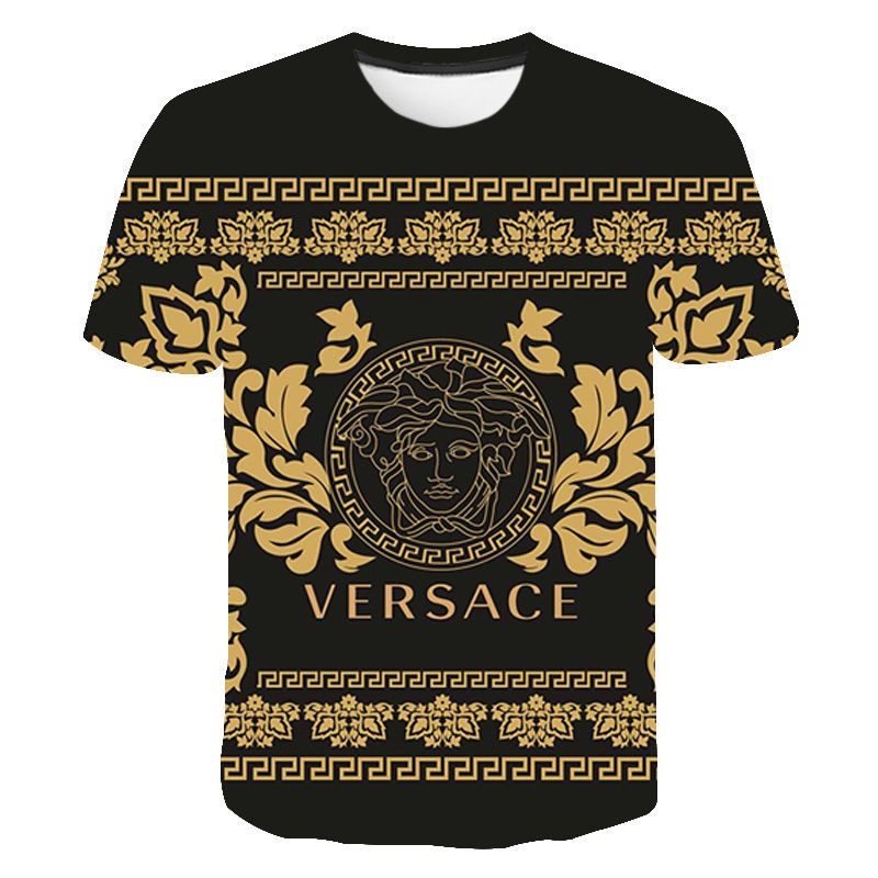 Áo Thun Tay Ngắn In Logo Versace Thời Trang Mùa Hè Cho Nam Và Nữ