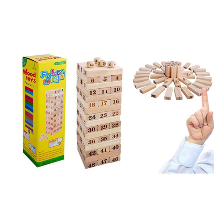Trò Chơi Rút Gỗ Nhỏ 54 thanh - Trò Chơi Rút Gỗ Tháp Xếp Hình Bằng Gỗ Giáo Dục Căn Bản