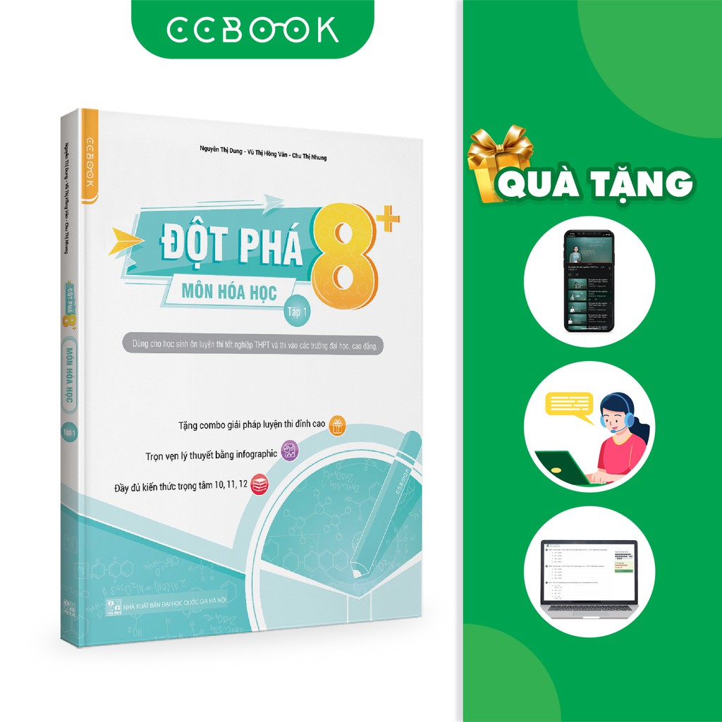 Sách - Đột phá 8+ môn Hóa học tập 1 (Phiên bản mới) - Ôn thi đại học và THPT quốc gia - Chính hãng CCbook