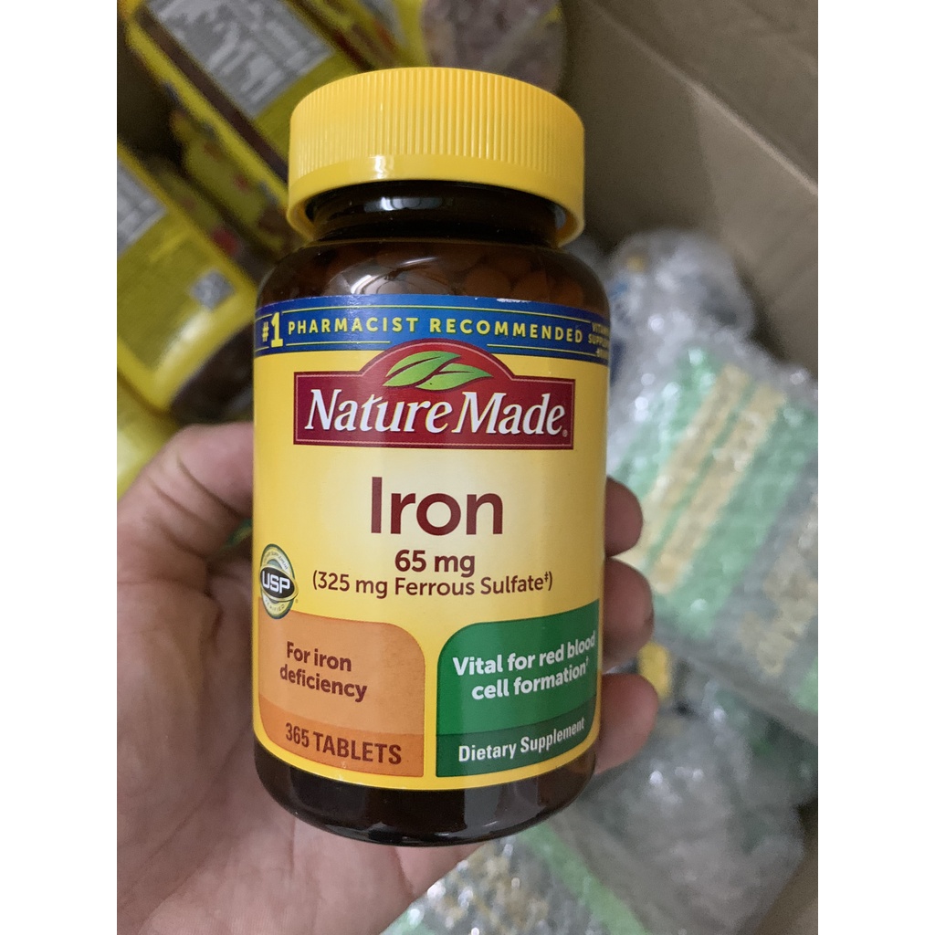Viên uống bổ máu sắt Mỹ Nature Made Iron 65mg Hộp 365 viên Mỹ