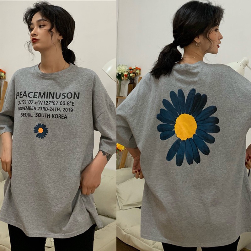 [Baywellfashion]Women Summer Crew Neck College Wind Short Sleeve Floral Print Loose T-Shirt | BigBuy360 - bigbuy360.vn