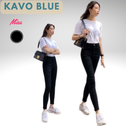 Quần Jean Nữ Dáng Ôm KAVO BLUE Màu Đen Co Giãn 4 Chiều Cao Cấp