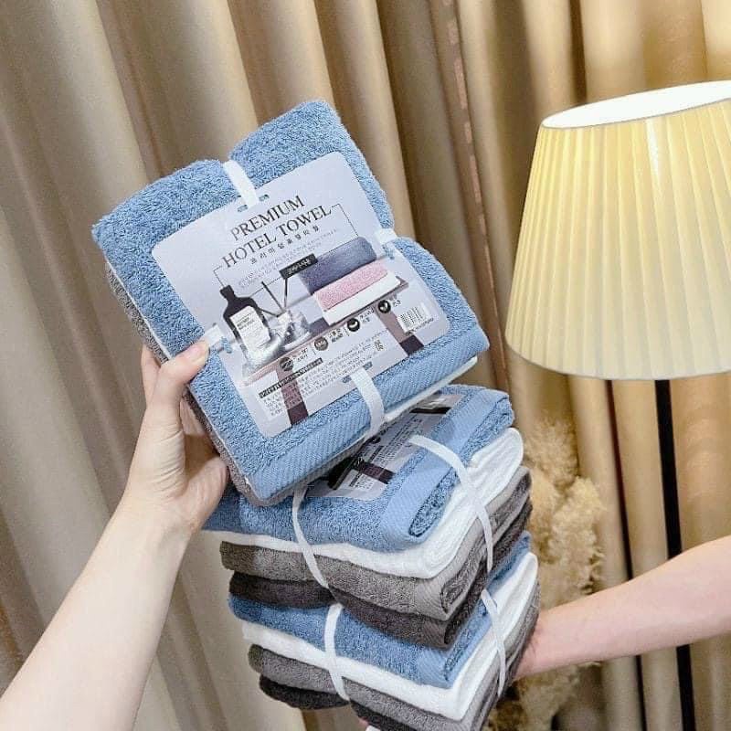 Set 4 khăn tắm cotton HOTEL TOWEL xuất Hàn cao cấp