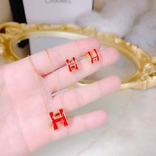Dây chuyền bông tai titan H mạ vàng ko đen