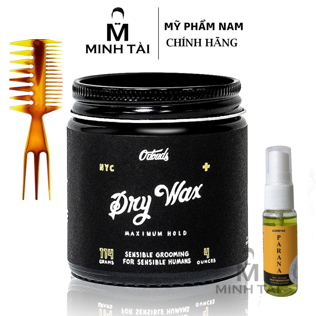 Sáp Vuốt Tóc Nam O'DOUDS Dry Wax 114g - Hàng Chính Hãng + Xịt Dưỡng Tóc AZENMAN Parana 20ml + Lược Chải Tóc Texture