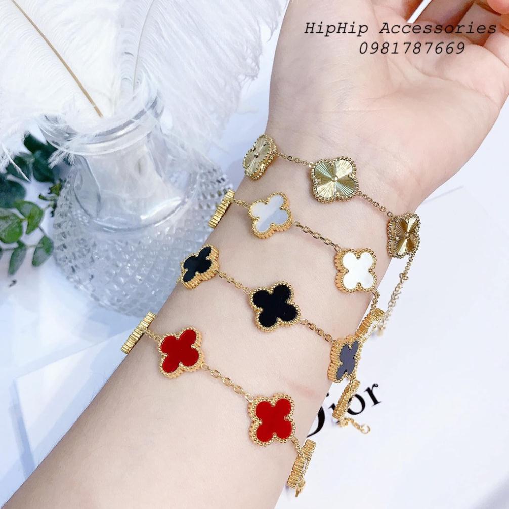 Sét trang sức titan cỏ bốn lá, bộ nữ trang titan tiểu thư, phụ kiện trang sức Hari korea accessories