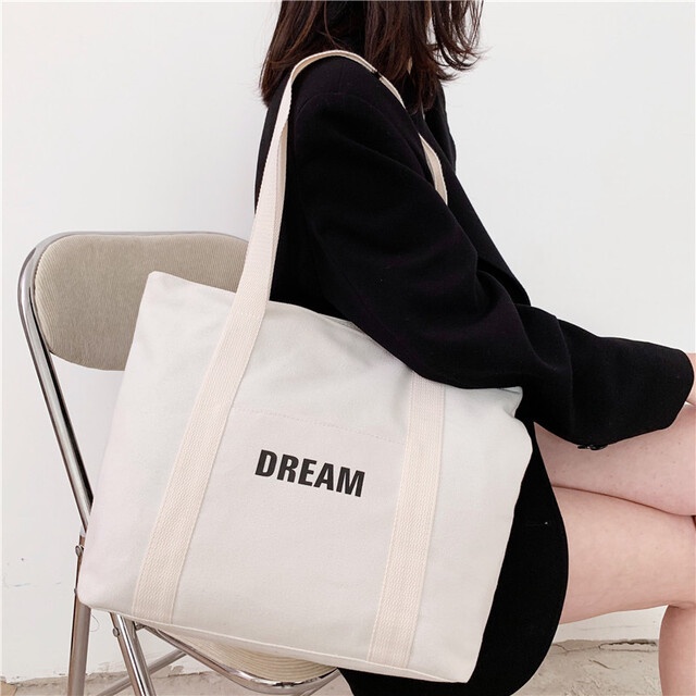 Túi Tote Nữ DREAM YOLA SHOP Túi Vải Hàn Quốc đeo vai nữ to vừa A4, đựng đồ đi học đi làm đi chơi