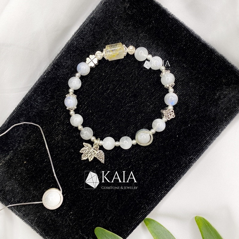 Vòng tay phong thuỷ thiết kế moonstone mix lu thống may mắn bình an - KAIA