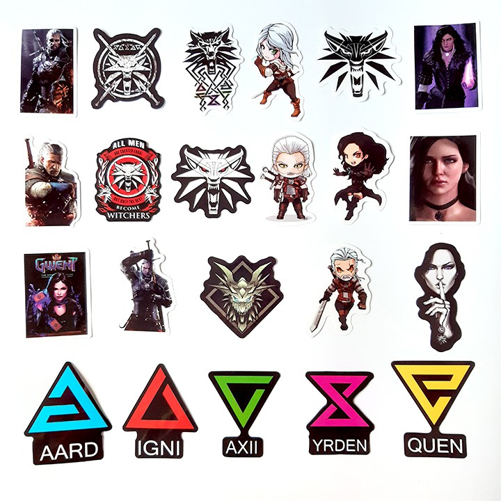 Bộ Sticker dán cao cấp chủ đề THE WITCHER - Dùng dán Xe, dán mũ bảo hiểm, dán Laptop...