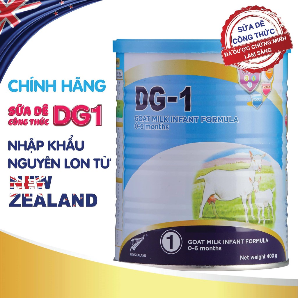 [DATE 14/02/2022] Sữa Dê Công Thức DG-1 lon 400g nhập khẩu nguyên lon từ New Zealand, hàng chính hãng, đảm bảo