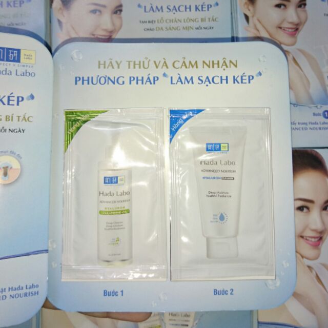 Dầu tẩy trang Hadalabo 4ml và sữa rửa mặt 3g