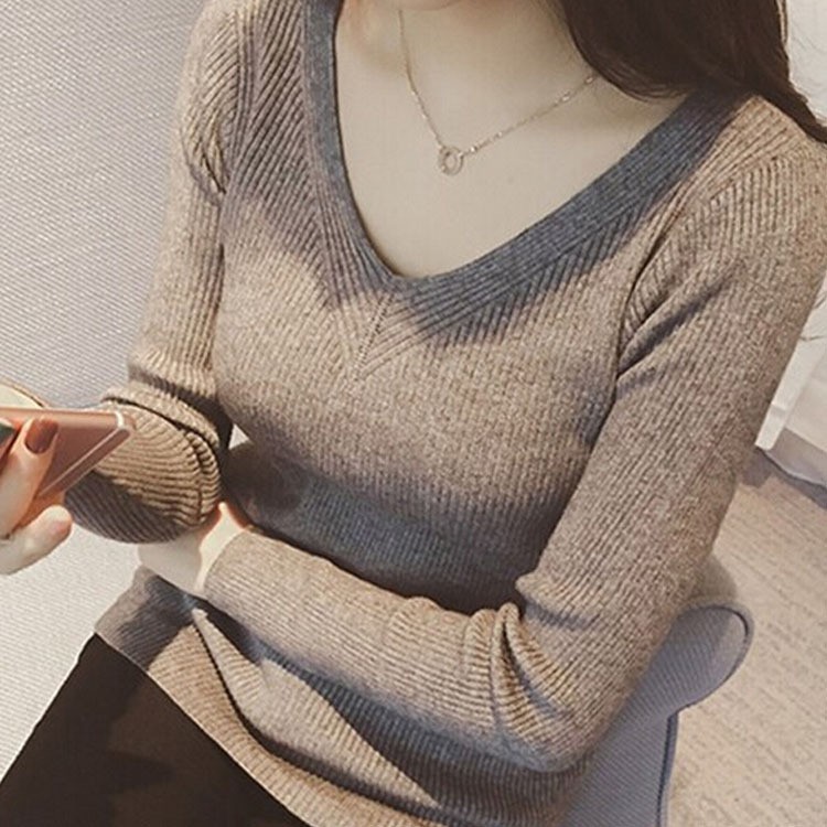 Áo len nữ cổ tim len dày vừa dáng ôm xinh Al62