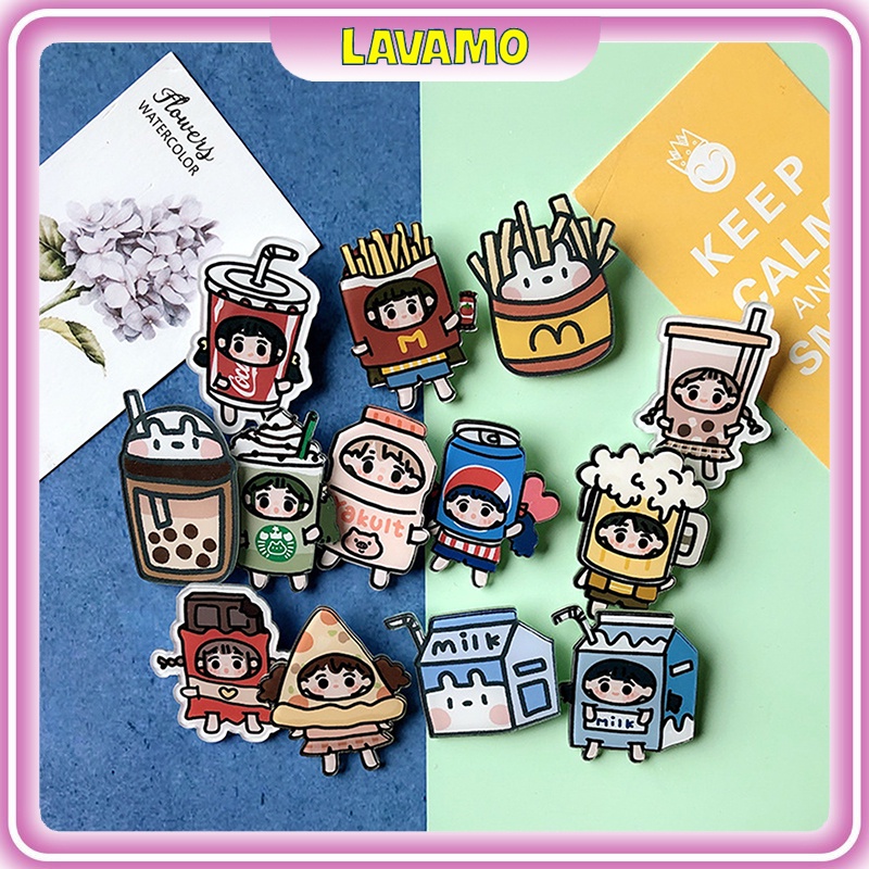 Sticker phụ kiện pin cài áo trang trí túi xách bale cute LAVAMO ST1000