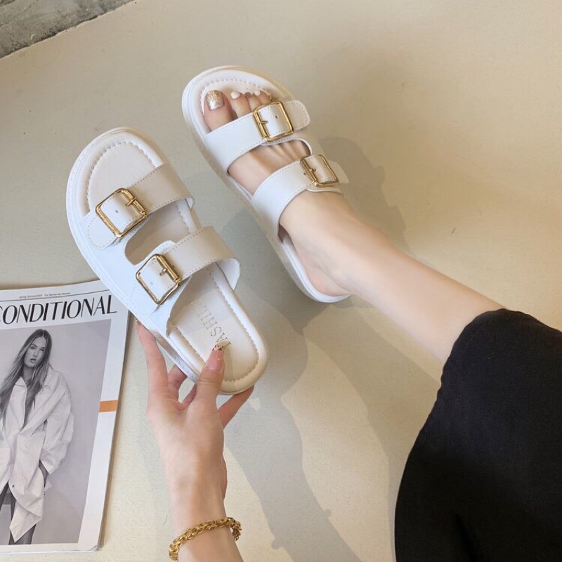 Sandal 2 quai khóa vuông, sandal nữ đi học