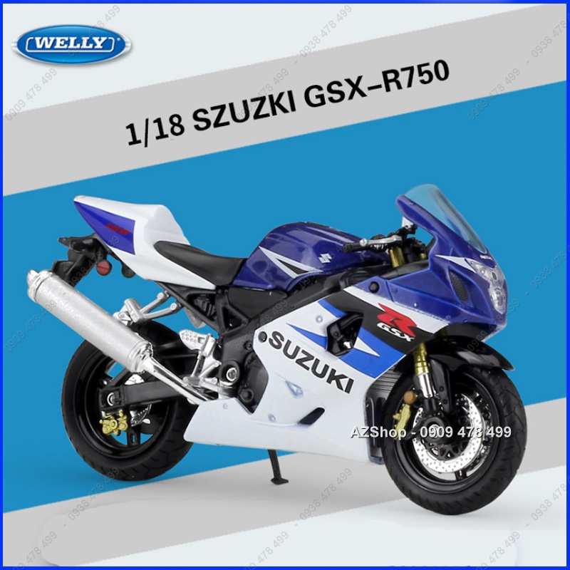 Mô Hình Xe Moto Suzuki GSX-750 Tỉ Lệ 1:18 - Welly - 8872