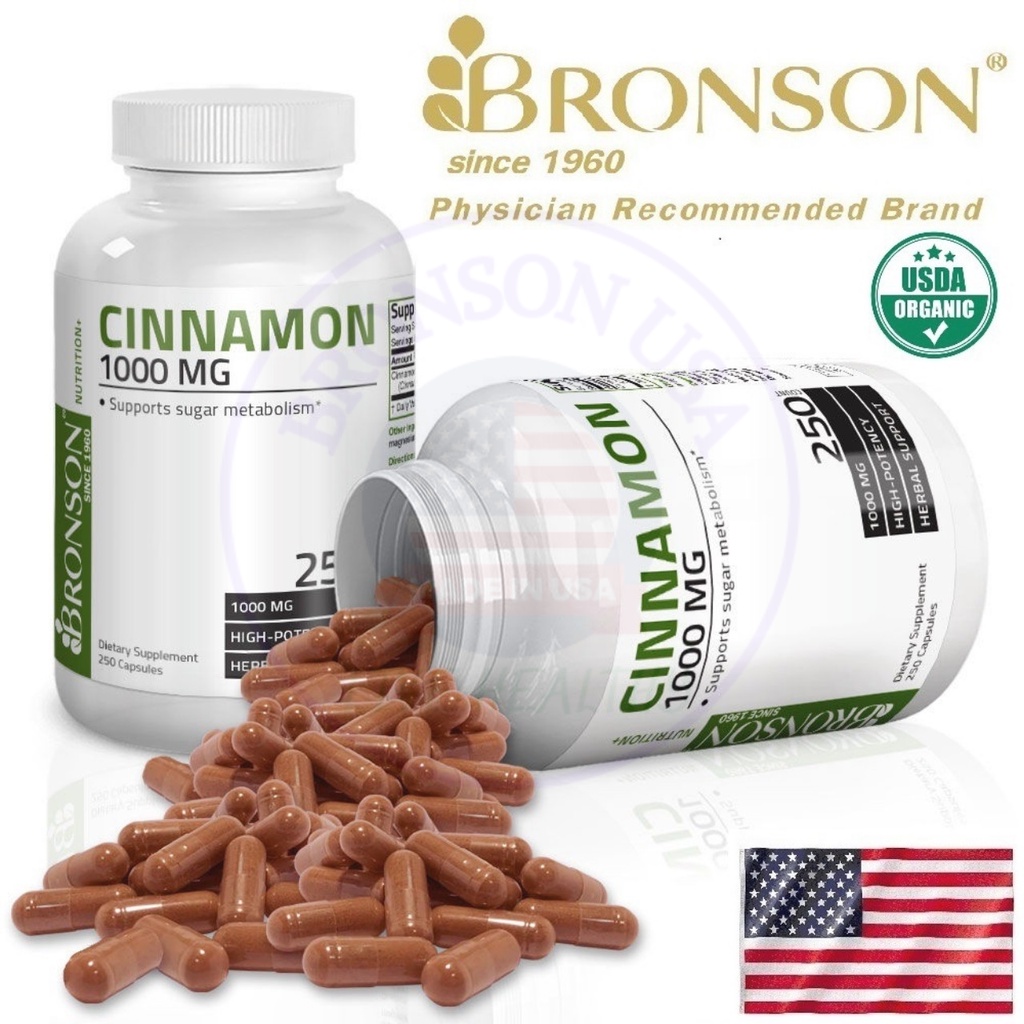 Organic Vitamin Cinnamon 1000mg - 250 viên Mỹ - Ổn định đường huyết