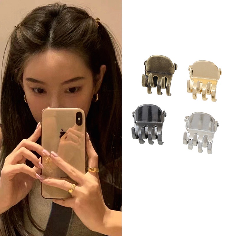 Set 4 Kẹp Tóc Kim Loại Kiểu Hàn Quốc Giá Đỡ