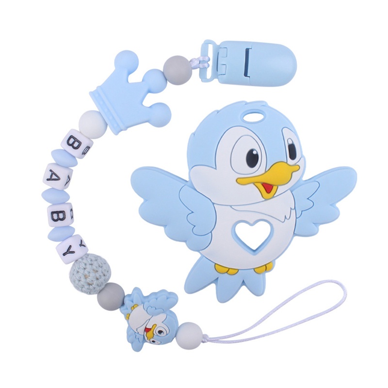 Kẹp Núm Vú Giả Xỏ Hạt Silicon Họa Tiết Chim Hoạt Hình Cho Bé Trai Gái