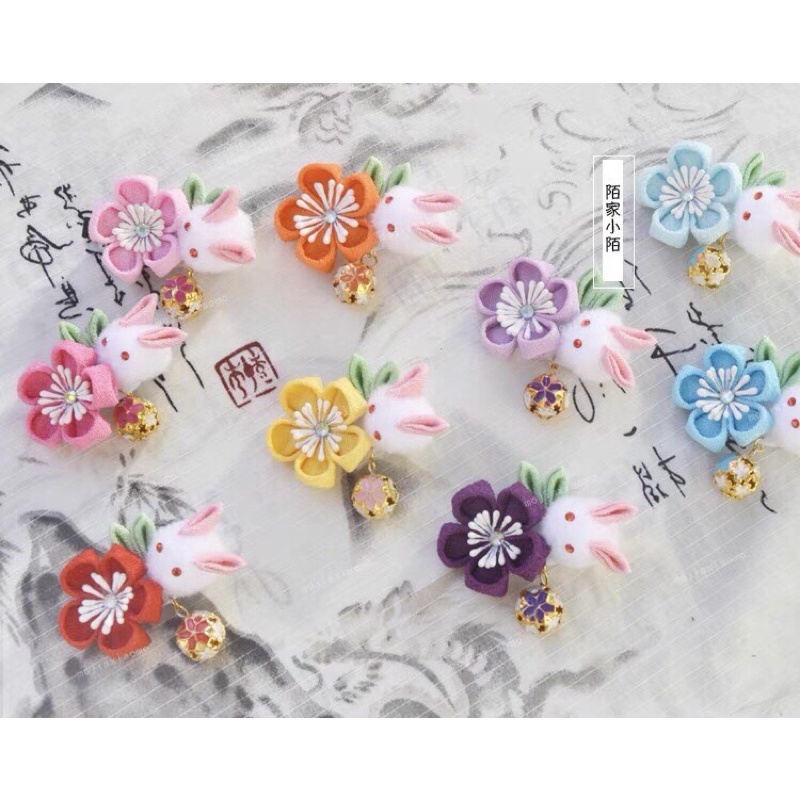 Kẹp tóc Kanzashi quạt phối hoa - Quà tặng Nhật Bản