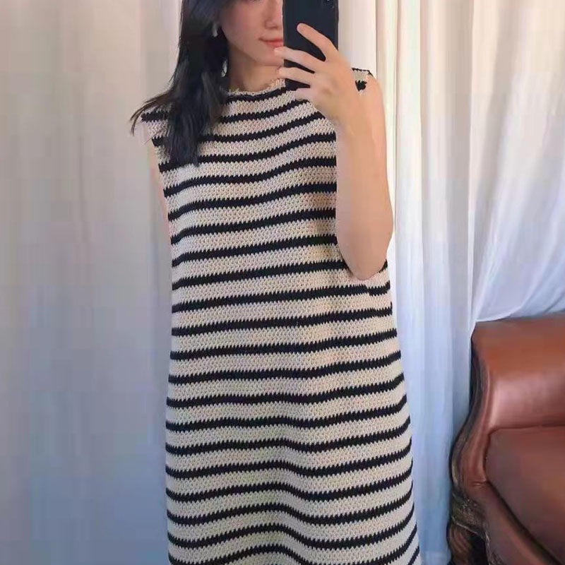 Đầm Chữ A Dáng Rộng Họa Tiết Kẻ Sọc Đơn Giản Thời Trang Xuân Hè Hàn Quốc Có Kích Thước Ngoại Cỡ Cho Nữ