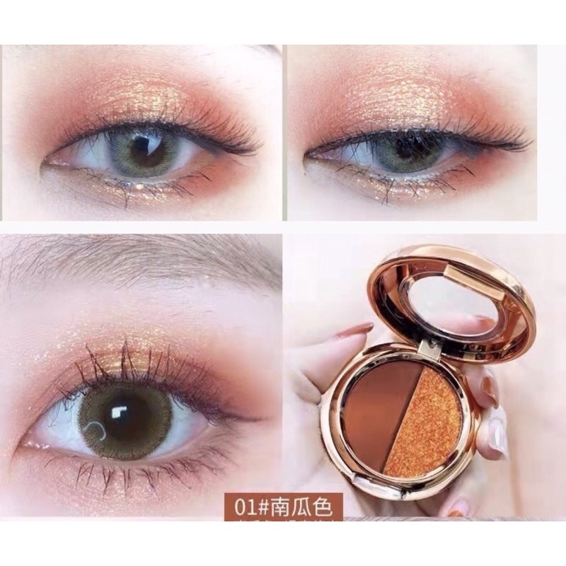 Phấn mắt Kiss Beauty 2 ngăn có nhũ