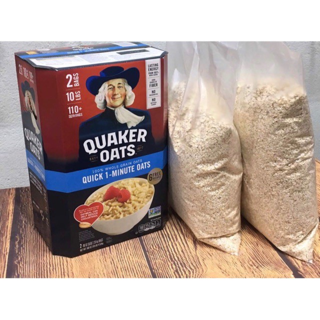 [Mã GROSALE2703 giảm 8% đơn 250K] [Nguyên thùng 4,5kg] Yến mạch cán nát Quaker Oats Quick 1 Minute nguyên thùng 4.5kg