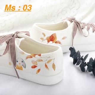 [HÀNG ODER] Giày vẽ handmade thỏ con và hoa lá